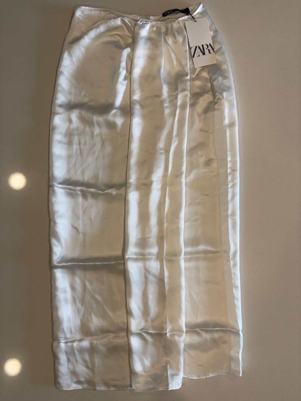 Zara Ivory Satin Maxi Skirt